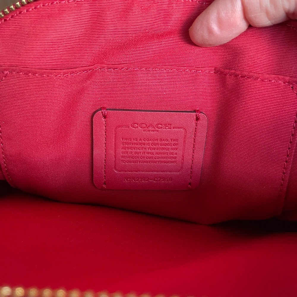 Coach Cherry Red Leather Quilted Crossbody Bag - Picture 7 of 7